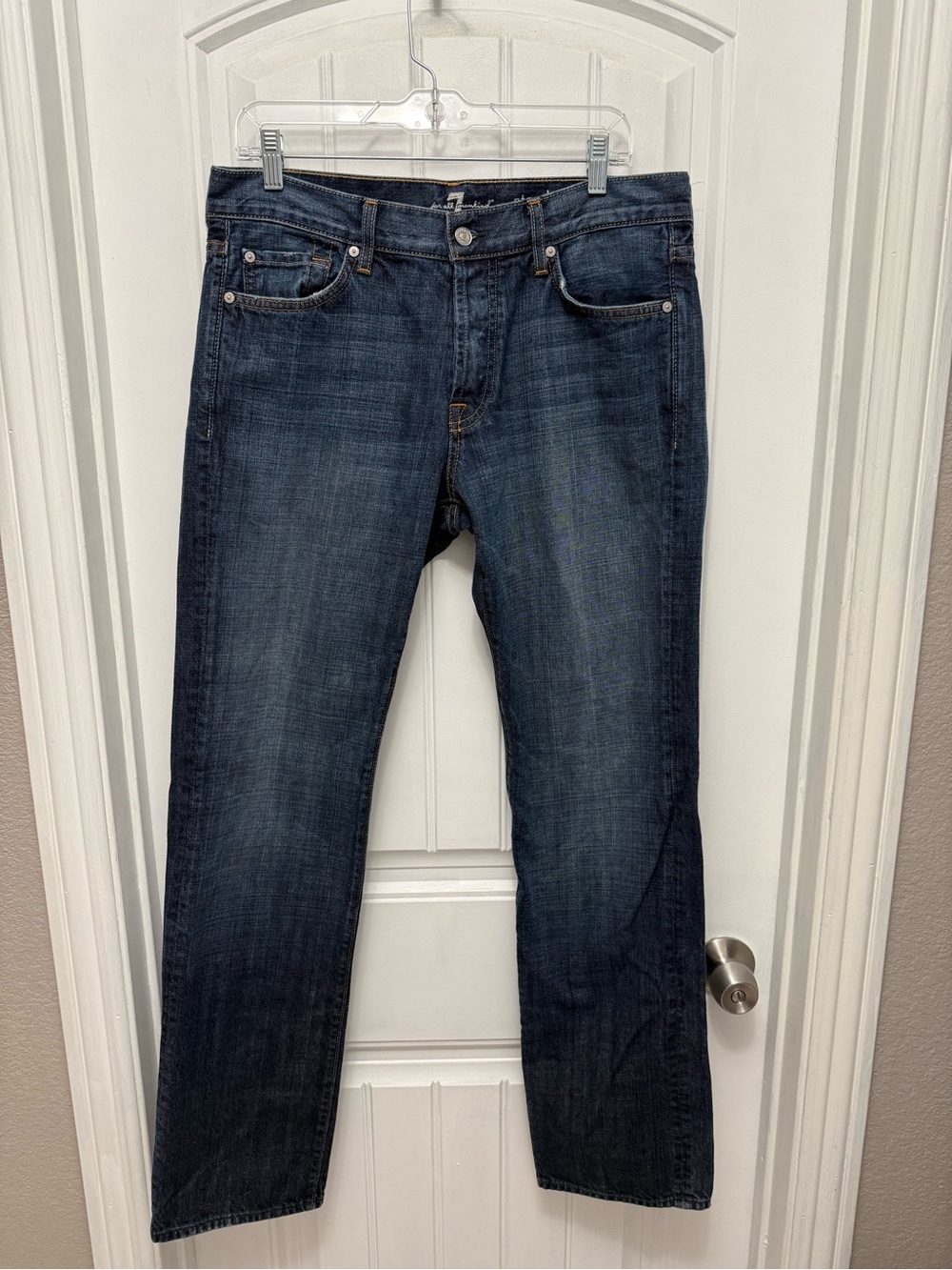 7 For All Mankind Standard Dark Denim Men's Button Fly Jeans Size 33 (d-18)